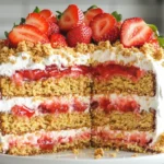 Make a delicious strawberry crunch poke cake with moist layers, fruity Jell-O, and a crunchy topping. Perfect for gatherings and parties