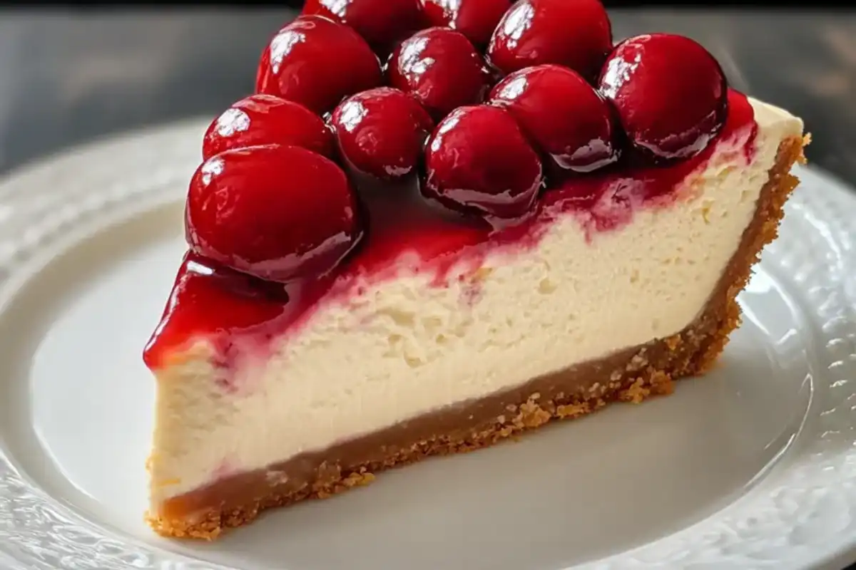 Make a creamy no bake cherry cheesecake dessert with graham cracker crust, cream cheese filling, and cherry topping—quick and easy