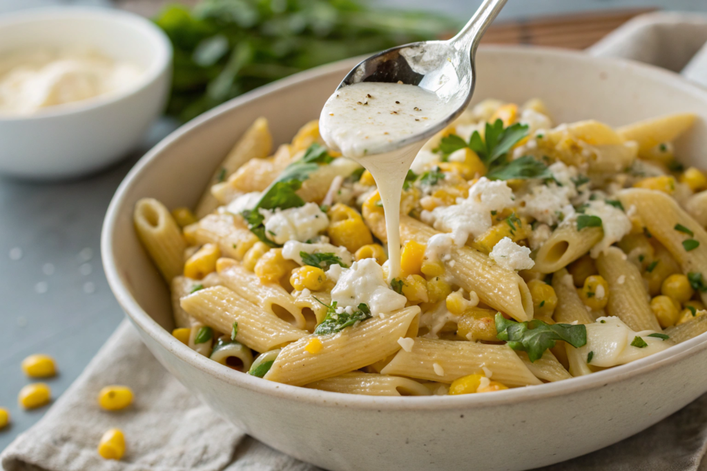 Make a delicious street corn pasta salad with bold Mexican flavors. Perfect for summer gatherings and potlucks. Easy, creamy, and customizable