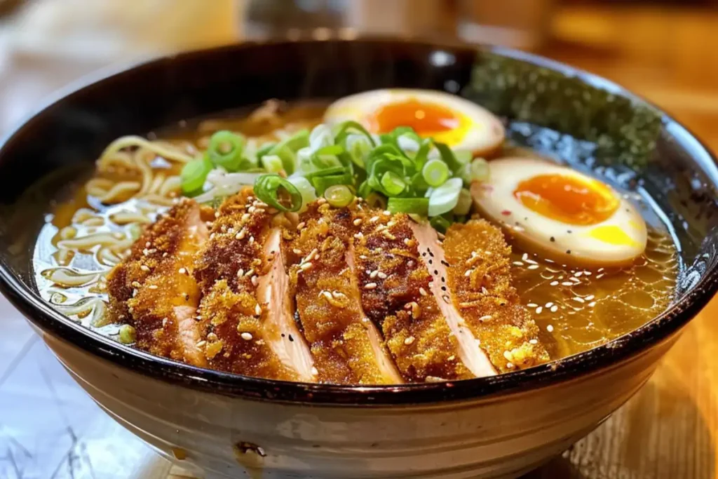 Discover how to create crispy chicken katsu ramen with rich broth, tender noodles, and tasty toppings in this easy-to-follow recipe.