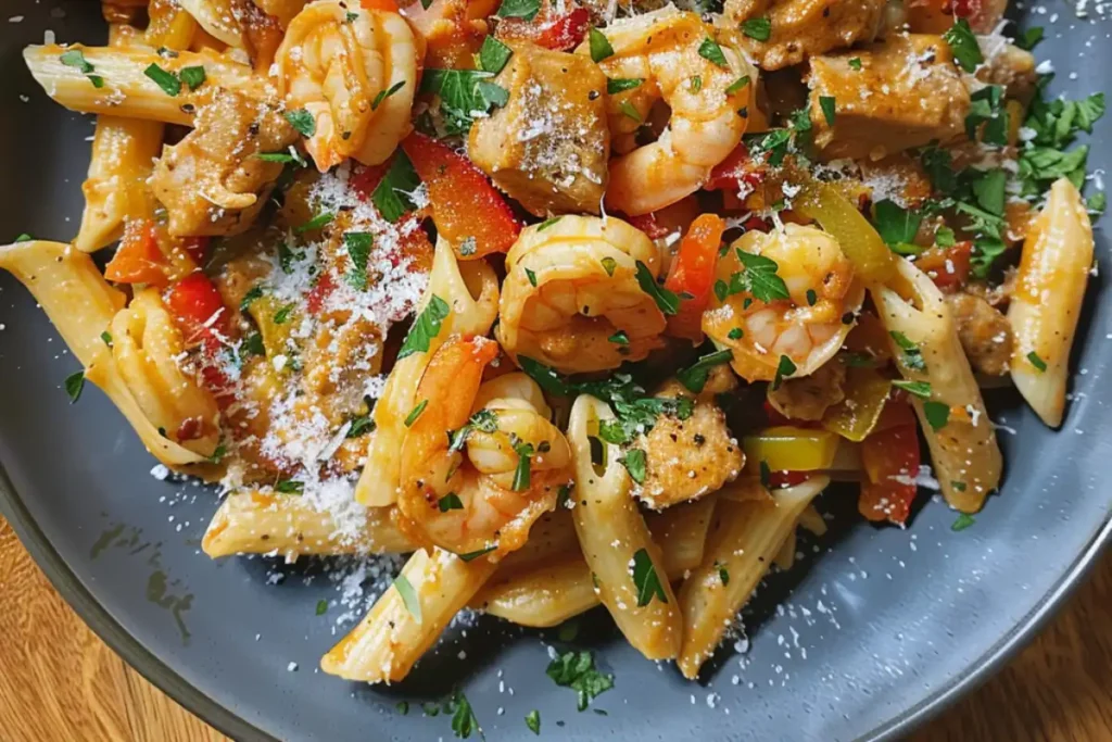 Learn to make a rich, creamy Creole pasta with shrimp, chicken, and bold spices for a flavorful fusion of Creole and Italian cuisine