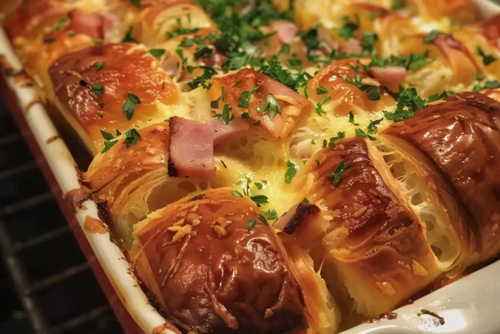 Learn how to make a savory ham and cheese croissant bake. Perfect for brunch, easy to prepare, and customizable for every occasion.