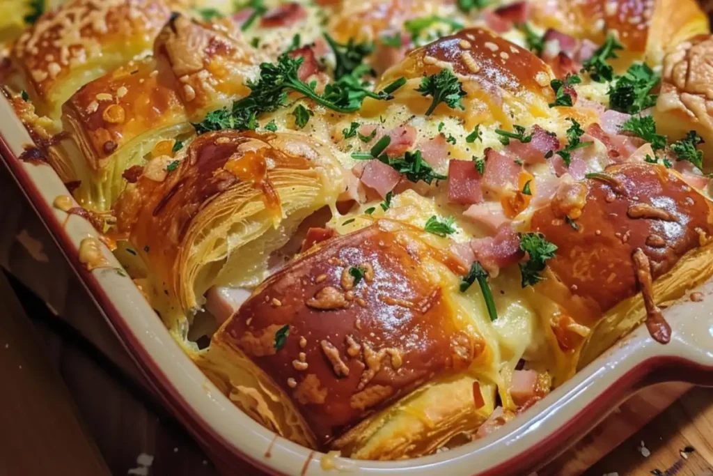 Learn how to make a savory ham and cheese croissant bake. Perfect for brunch, easy to prepare, and customizable for every occasion.