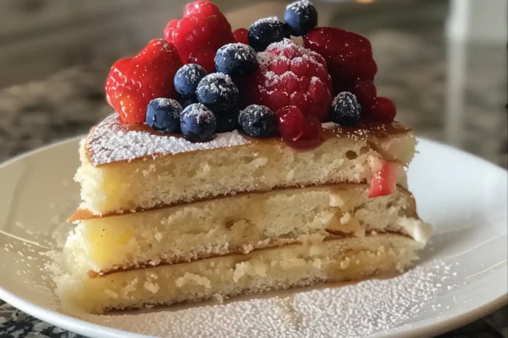 Learn how to make a fluffy pancake cake with layers, delicious fillings, and toppings. Perfect for breakfast or brunch!