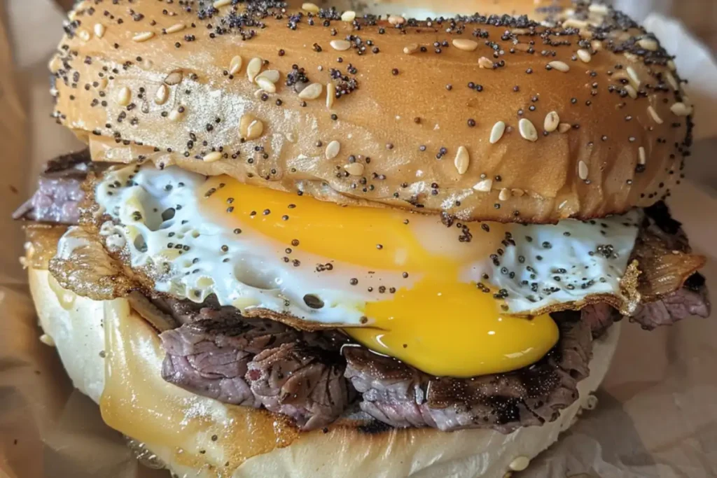 Learn how to make a steak, egg, and cheese bagel with tender steak, melted cheese, and fluffy eggs for a satisfying breakfast sandwich