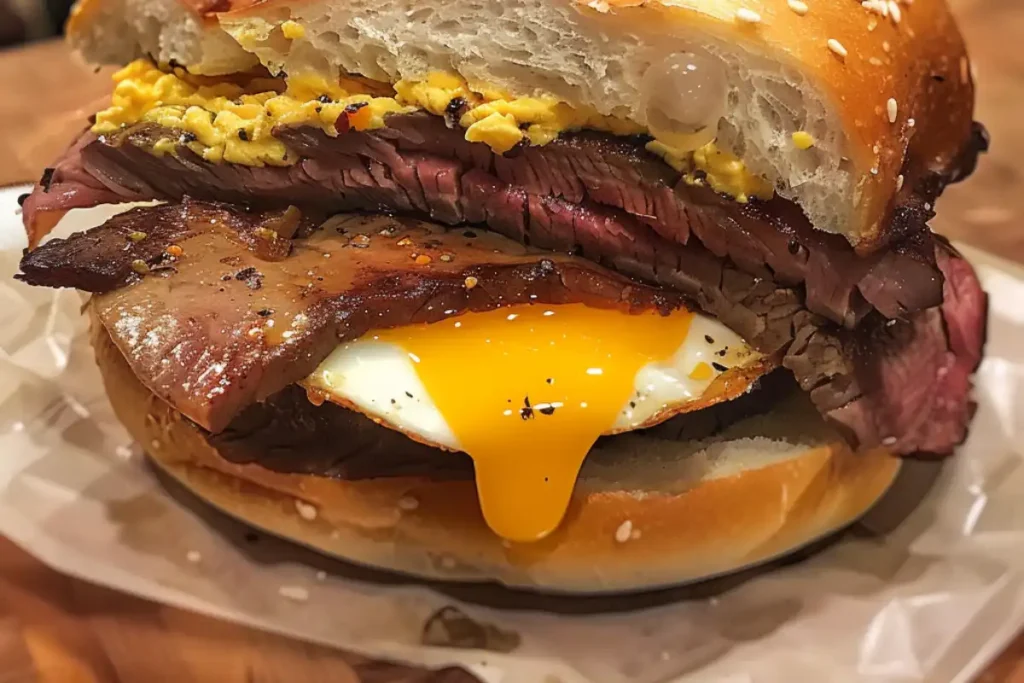 Learn how to make a steak, egg, and cheese bagel with tender steak, melted cheese, and fluffy eggs for a satisfying breakfast sandwich