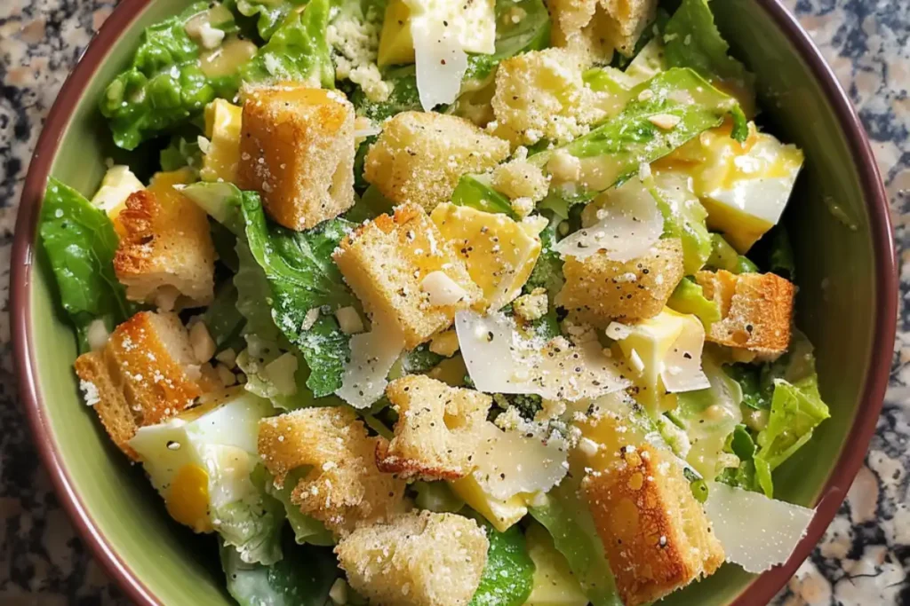 Discover the original Caesar Salad ingredients, including Romaine lettuce, Parmesan, and raw egg yolk, that made this classic recipe famous.