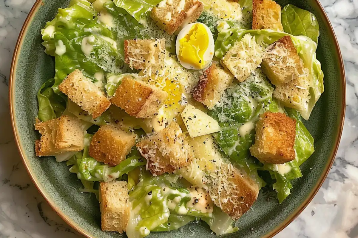 Discover the original Caesar Salad ingredients, including Romaine lettuce, Parmesan, and raw egg yolk, that made this classic recipe famous.