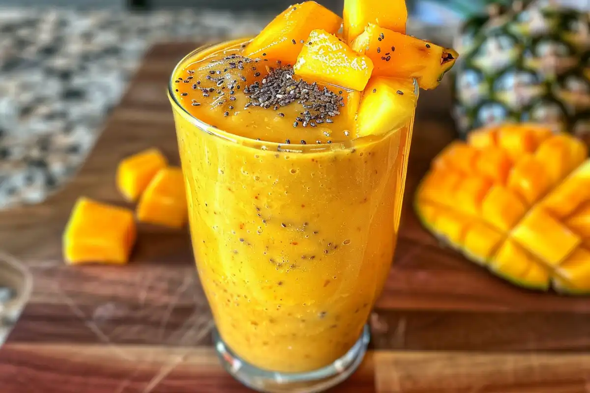 Discover how to make a delicious mango pineapple smoothie with simple ingredients. Perfect for a refreshing snack or breakfast!