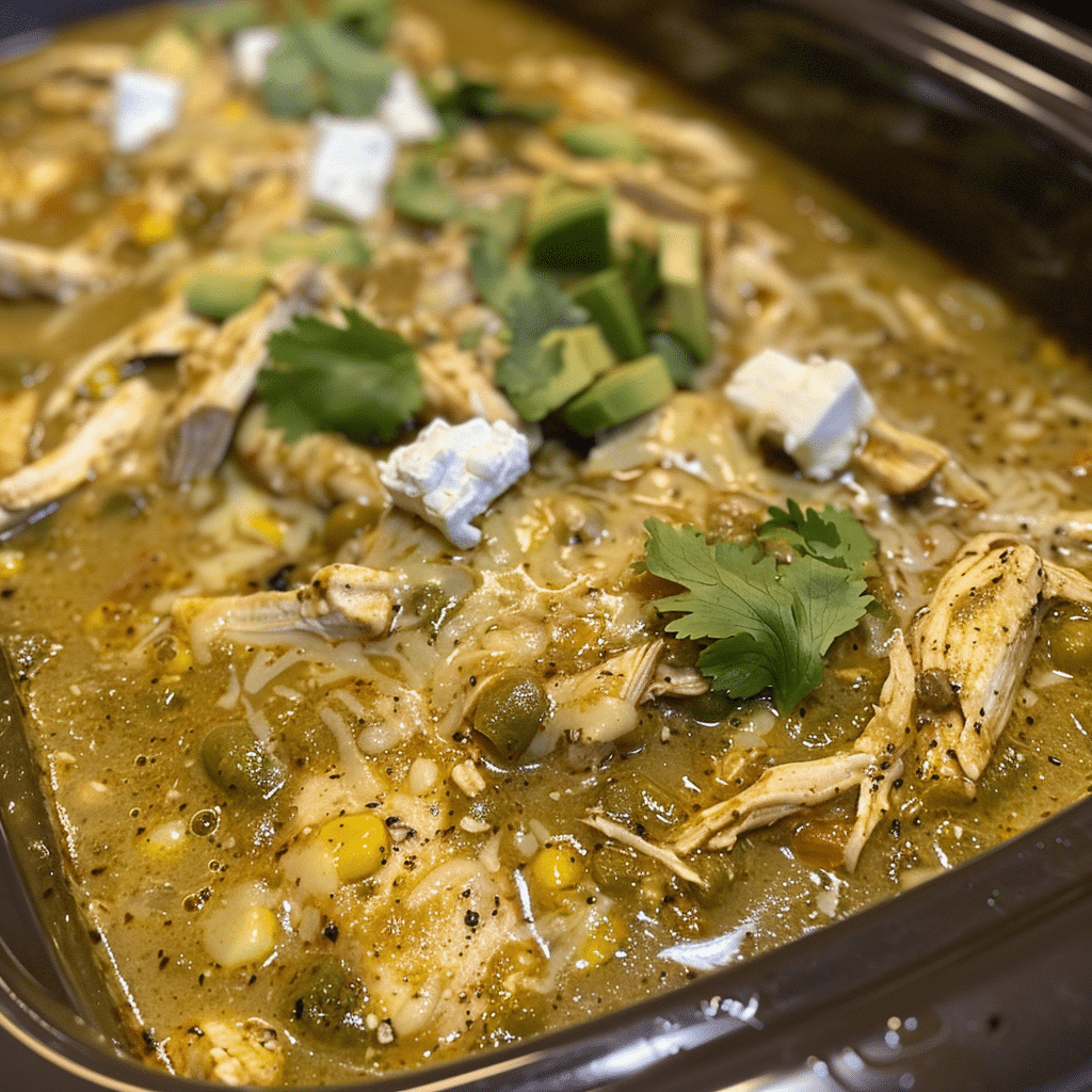 Creamy and zesty Crock Pot Green Enchilada Chicken Soup is easy, flavorful, and perfect for cozy nights. Dump-and-go slow cooker meal!
