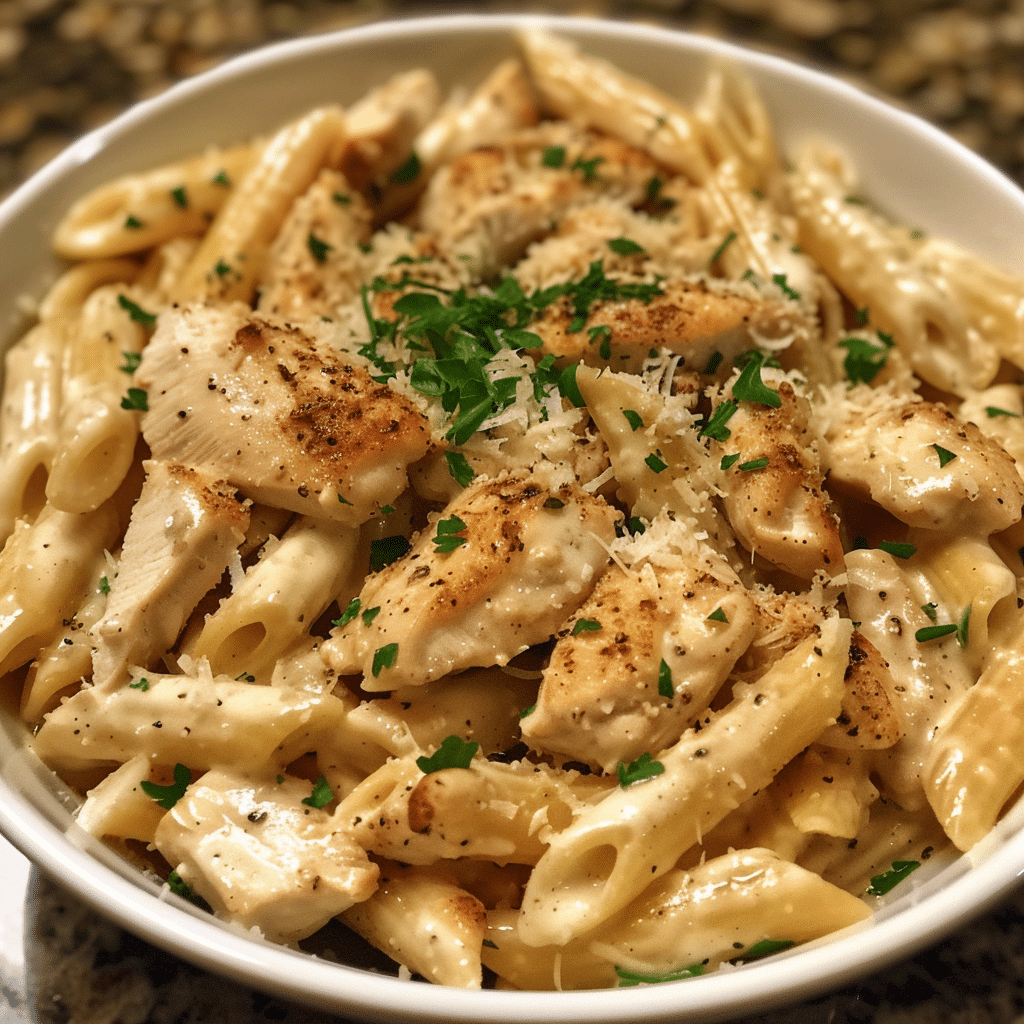 Crockpot Garlic Parmesan Chicken Pasta is creamy, rich, and full of flavor. A slow cooker comfort dish the whole family will love!