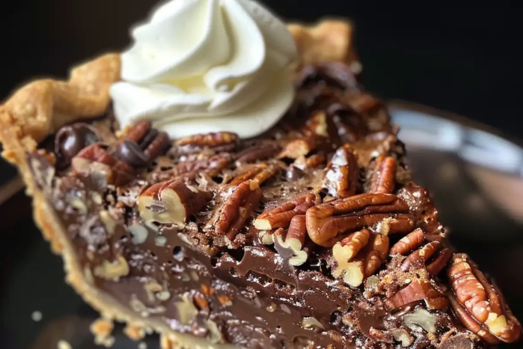 Texas Chocolate Pecan Pie is a rich, gooey Southern dessert with crunchy pecans and melty chocolate—perfect for holidays and gatherings!