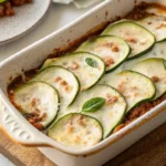 Zucchini Lasagna is a healthy, low-carb take on a classic! Packed with layers of zucchini, meat sauce, and gooey cheese—no noodles needed.