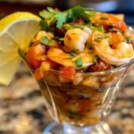 Mexican Shrimp Cocktail is a zesty, refreshing appetizer with juicy shrimp, avocado, and tomato-clam sauce—perfect for parties and summer days!
