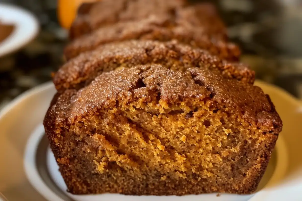 This cinnamon sugar pumpkin bread is moist, spiced, and topped with a crackly sugar crust—perfect for fall breakfasts or cozy desserts.