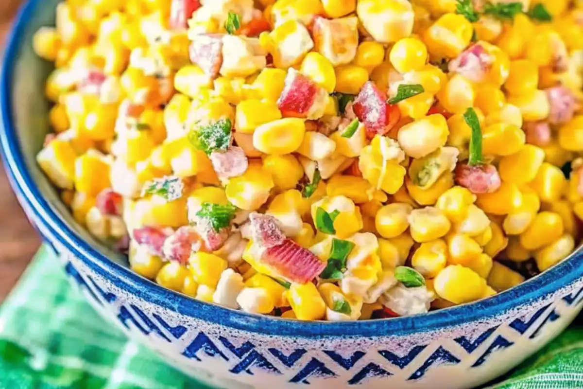 Looking for a crowd-pleasing summer side dish that disappears fast? Meet Crack Corn Salad—a creamy, cheesy, and utterly addictive salad that’s perfect for barbecues, potlucks, or weeknight dinners. Made with sweet corn, crispy bacon, shredded cheese, and ranch dressing, this chilled salad is loaded with flavor and texture. It’s called “crack” for a reason—it’s impossible to stop eating once you start. Best of all, it’s easy to make ahead and even easier to customize. Whether you’re feeding a crowd or just want something quick and satisfying, this corn salad never disappoints. Ingredients: 4 cups corn (fresh, canned, or frozen and thawed) ½ cup mayonnaise ½ cup sour cream 1 packet ranch seasoning mix (about 1 oz) 1½ cups shredded cheddar cheese 6 slices bacon, cooked and crumbled ½ cup chopped green onions or chives Salt and black pepper, to taste Optional: ½ cup diced jalapeños or red bell pepper for kick or crunch Preparation: Step 1: Prepare the Corn If using canned corn, drain well. If using frozen, thaw and pat dry. If using fresh, cook and cut kernels from the cob. Place corn in a large mixing bowl. Step 2: Mix the Dressing In a small bowl, stir together the mayonnaise, sour cream, and ranch seasoning until smooth and fully combined. Step 3: Combine the Ingredients Add the shredded cheddar, cooked bacon, green onions, and dressing to the bowl with the corn. Stir everything together until evenly coated. Step 4: Season and Chill Taste and season with salt and pepper as needed. Cover and refrigerate for at least 30 minutes before serving to allow the flavors to meld. Step 5: Serve Serve cold, topped with extra bacon and cheese if desired. Stir before serving and enjoy! Variation: Spicy Version: Add diced pickled jalapeños or a dash of hot sauce. Tex-Mex Style: Stir in black beans, chopped tomatoes, and a pinch of cumin. Healthier Option: Use Greek yogurt instead of sour cream and light mayo. Sweet and Spicy: Add a little honey and chili flakes for a sweet heat balance. Grilled Corn Salad: Grill the corn on the cob for a smoky twist before slicing. COOKING Note: If using fresh summer corn, grilling or sautéing it first adds depth and enhances the natural sweetness. Just let it cool before mixing with the dressing. Serving Suggestions: With grilled meats: Perfect alongside burgers, ribs, hot dogs, or BBQ chicken. As a potluck favorite: Easy to transport and make ahead for parties. As a dip: Serve with tortilla chips or Fritos as a chunky dip. In wraps: Spoon it into tortillas or lettuce leaves for a fun lunch idea. With tacos: Use as a topping or side with fish or chicken tacos. Tips: Make it ahead! The flavor improves after a few hours in the fridge. Keep it cold. This salad is best served chilled—perfect for hot summer days. Add a squeeze of lime or lemon juice to brighten up the flavors. Use sharp cheddar for bold cheese flavor, or mix with Monterey Jack. ⏱️ Time Overview: Prep Time: 15 minutes Chill Time: 30 minutes (optional but recommended) Total Time: ~45 minutes 🍽️ Nutritional Information (per serving, approx. 6 servings): Calories: ~310 Protein: ~8g Carbohydrates: ~14g Fat: ~26g Fiber: ~2g Sugar: ~3g Sodium: ~520mg Nutrition may vary depending on specific ingredients used. ❓FAQs Can I make this salad ahead of time? Yes! It actually tastes better after a few hours in the fridge. Just stir before serving. Can I make it without bacon? Sure—leave it out or substitute with veggie bacon, smoked almonds, or sunflower seeds. Can I freeze Crack Corn Salad? No, it’s not recommended. The creamy base doesn’t freeze well and the texture changes. Can I use ranch dressing instead of seasoning? You can, but it will be thinner. Use less mayo/sour cream and taste as you go. Is this dish spicy? Not unless you add jalapeños or hot sauce—it’s naturally mild and kid-friendly. 📝 Conclusion: Crack Corn Salad is everything a great side dish should be—easy, flavorful, creamy, and totally irresistible. Whether you're hosting a summer BBQ, prepping for a potluck, or just want a quick and satisfying cold salad, this recipe brings big flavor with minimal effort. With only a few ingredients and no cooking required, it’s a guaranteed hit that will earn a permanent spot on your warm-weather recipe list.