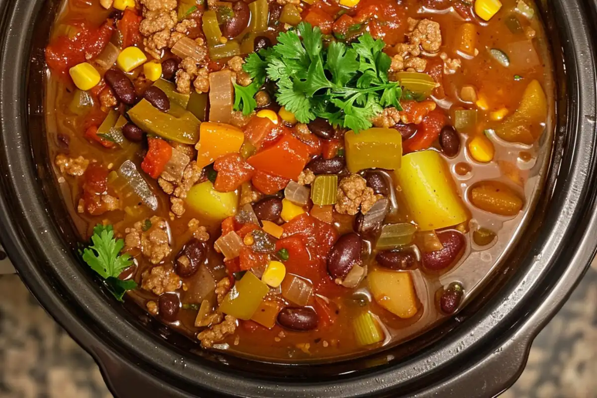This Crockpot Cowboy Soup is a hearty blend of beef, beans, veggies, and potatoes—easy, comforting, and perfect for chilly nights!