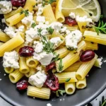 Feta & Cranberry Rigatoni Salad with Lemon Vinaigrette is a fresh, tangy pasta salad with bold flavors—perfect for lunch or picnics!