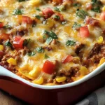 This easy Mexican Casserole is loaded with ground beef, cheese, beans, and tortillas. A hearty, comforting dish the whole family will love!