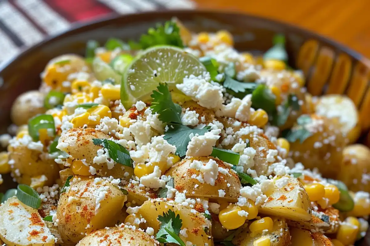 Mexican Street Corn Potato Salad combines creamy potatoes with bold, zesty flavors—perfect for BBQs, picnics, or weeknight meals!