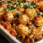 Mexican Tater Tot Casserole is a cheesy, beefy dish loaded with taco flavor and crispy tots. Perfect for weeknights or potlucks!