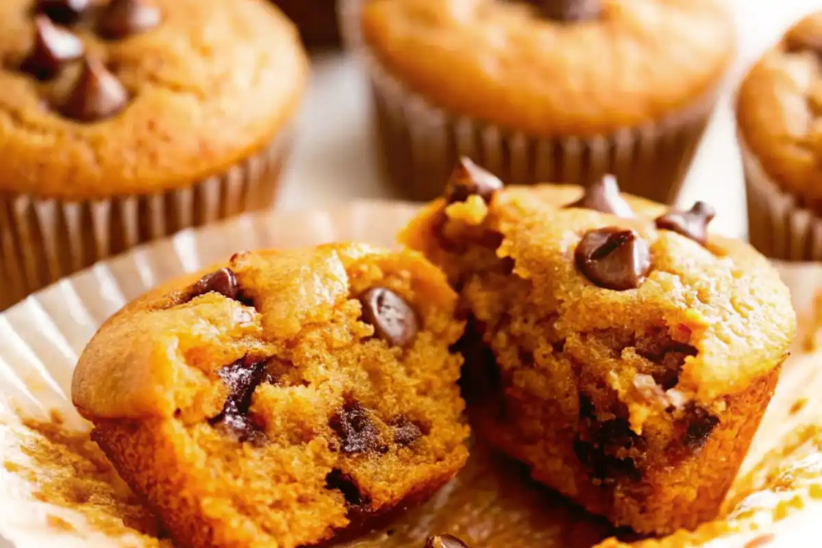 These pumpkin chocolate chip muffins are soft, moist, and loaded with fall flavor and melty chocolate chips—perfect for cozy snacking!