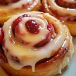 Strawberry Cheesecake Cinnabon Rolls are soft, gooey cinnamon rolls swirled with cream cheese and strawberry for the ultimate breakfast treat!
