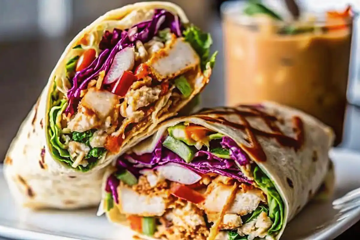 Thai Peanut Chicken Wraps are filled with tender chicken, crunchy veggies, and a creamy peanut sauce—perfect for meal prep or weeknight meals!