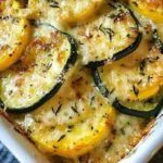 Zucchini and Yellow Squash Au Gratin is a creamy, cheesy side dish layered with tender squash and golden parmesan-panko topping.