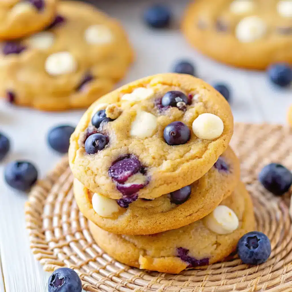 These blueberry white chocolate chip cookies are soft, buttery, and bursting with juicy berries and melty white chocolate in every bite.