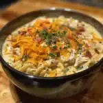 This crack chicken noodle soup is loaded with chicken, cheese, bacon, and ranch—rich, creamy, and totally addictive comfort in a bowl!