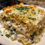 This Creamy Slow Cooker Chicken Lasagna is layered with pasta, chicken, ricotta, and cheese—easy, cheesy, and perfect for family dinners.