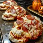 These Halloween pizza skulls are spooky, cheesy, and fun—perfect for parties with their stuffed pizza goodness baked into skull shapes.