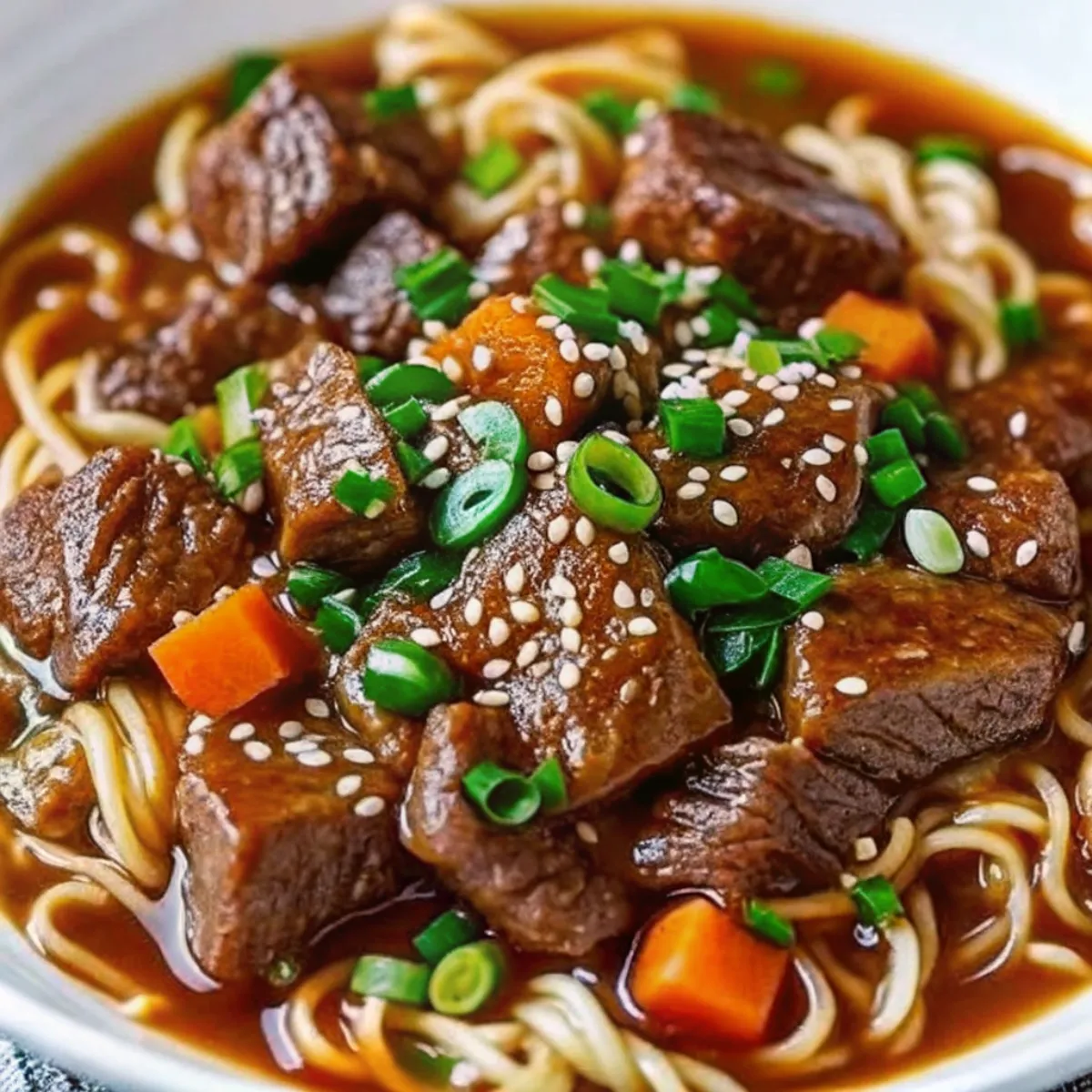 Slow Cooker Beef Ramen Noodles are savory, tender, and comforting—loaded with beef, broth, veggies, and ramen for an easy weeknight dinner.