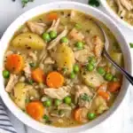 This slow cooker chicken stew is hearty, comforting, and packed with tender chicken and vegetables—an easy, filling one-pot dinner!