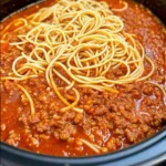 This Slow Cooker Church Supper Spaghetti is hearty, cheesy, and comforting—perfect for feeding a crowd at potlucks, parties, or family dinners.
