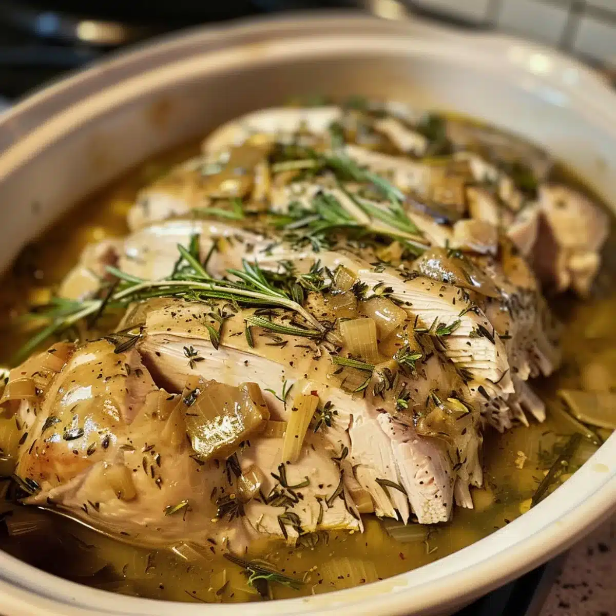 This Slow Cooker Turkey Breast recipe makes tender, juicy turkey with rich flavor. Perfect for Thanksgiving, holidays, or easy family dinners!