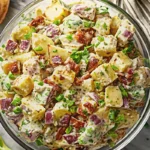 Creamy steakhouse potato salad with bacon, eggs, and chives—just like your favorite steakhouse side, perfect for BBQs and cookouts!