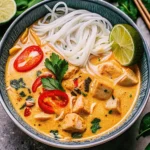 This Thai Chicken Soup is creamy, spicy, and loaded with bold flavor from coconut milk, chicken, and fresh herbs—comfort food with a kick!