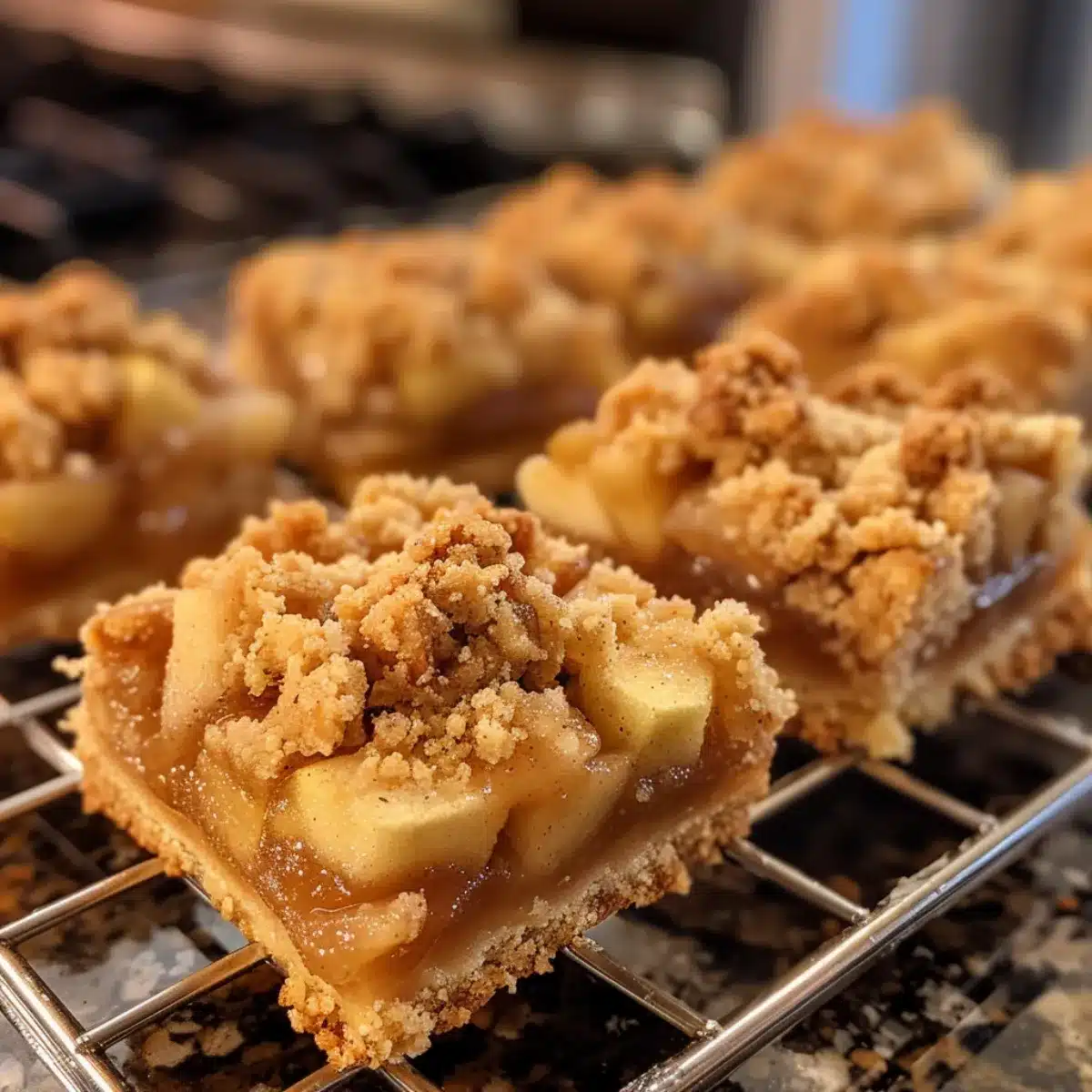 These Apple Crumble Bars have buttery crust, spiced apple filling, and golden crumb topping. Perfect fall dessert or holiday treat!