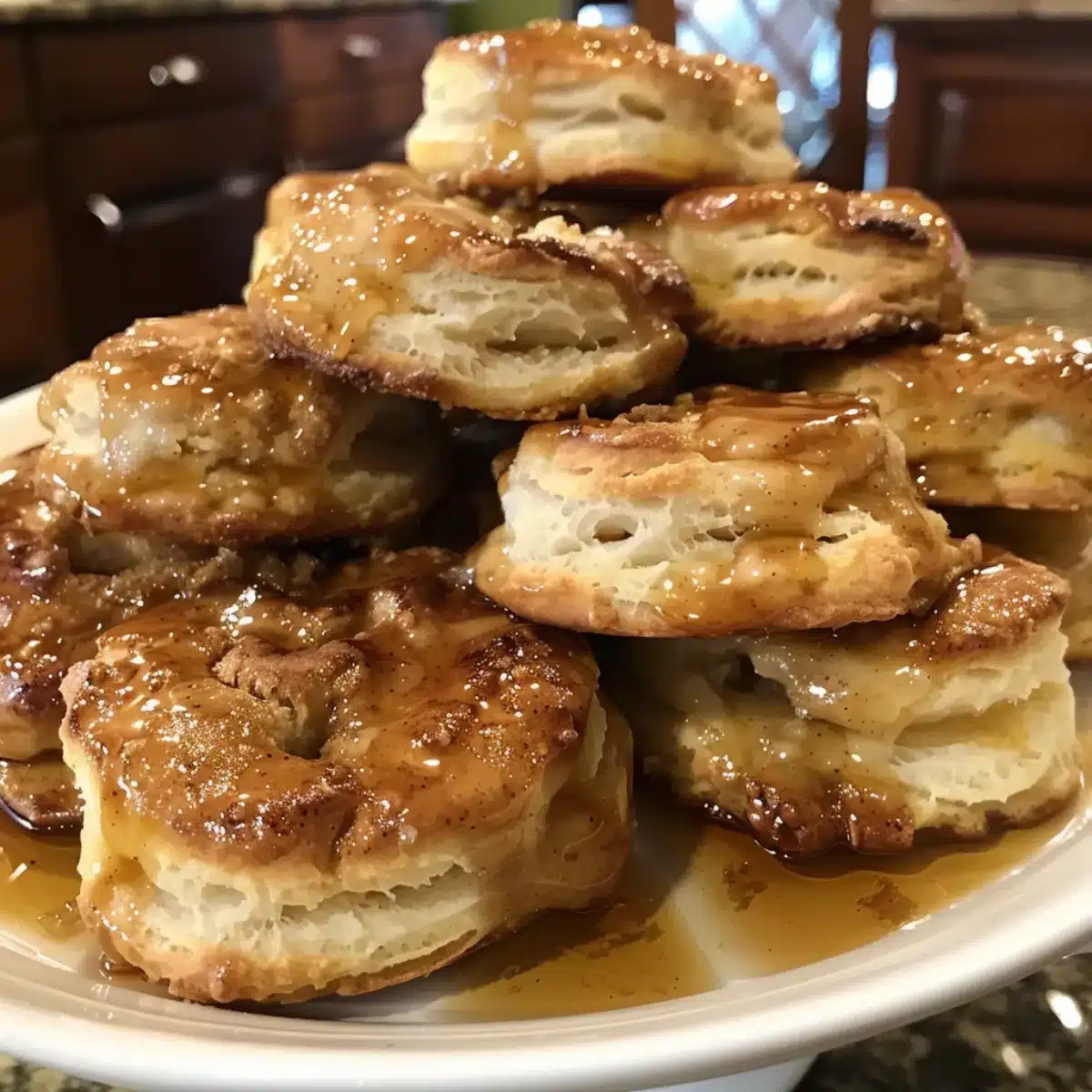 These Apple Pie Biscuits are flaky, buttery, and filled with warm cinnamon apples, then drizzled with caramel. A quick and cozy fall dessert!