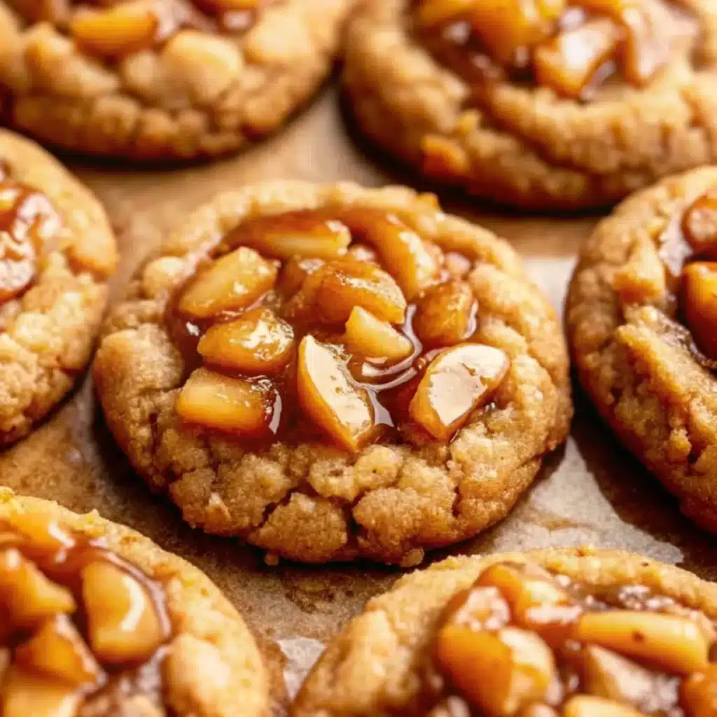 If you love the cozy flavors of apple pie but want something quick, portable, and fun, these Apple Pie Cookies are the perfect solution. They pack the taste of a classic apple pie into a soft, chewy cookie with a gooey apple filling and a touch of cinnamon sugar. They’re ideal for fall baking, Thanksgiving dessert trays, or holiday cookie exchanges. Plus, they’re easier than making a full pie—you can use canned apple pie filling or homemade for extra flavor. These cookies are soft, sweet, and bursting with autumn spice in every bite. Ingredients For the Cookie Dough: 1/2 cup unsalted butter, softened 1/2 cup granulated sugar 1/2 cup brown sugar, packed 1 large egg 1 tsp vanilla extract 1 1/2 cups all-purpose flour 1 tsp baking powder 1/2 tsp baking soda 1 tsp cinnamon 1/4 tsp nutmeg 1/4 tsp salt For the Filling & Topping: 1 1/2 cups apple pie filling (chopped into small pieces) 2 tbsp granulated sugar 1 tsp ground cinnamon Caramel sauce (optional, for drizzling) Preparation Steps Step 1: Make the Dough Cream butter, granulated sugar, and brown sugar until light and fluffy. Beat in egg and vanilla until smooth. Step 2: Mix Dry Ingredients In a separate bowl, whisk together flour, baking powder, baking soda, cinnamon, nutmeg, and salt. Slowly add to wet mixture until dough forms. Step 3: Chill Cover dough and chill for 30 minutes to make it easier to shape. Step 4: Prepare Apple Filling If using canned filling, chop apples into small pieces. If using homemade, cook diced apples with cinnamon and sugar until softened. Step 5: Shape and Fill Scoop dough balls onto parchment-lined baking sheet. Flatten slightly and make an indent in the center. Spoon a small amount of apple filling into each indent. Step 6: Add Cinnamon Sugar Mix 2 tbsp sugar with 1 tsp cinnamon and sprinkle over cookies. Step 7: Bake Bake at 350°F (175°C) for 12–14 minutes, until golden brown around the edges. Step 8: Cool and Serve Cool on wire rack. Drizzle with caramel sauce before serving if desired. Variation Apple Pie Thumbprint Cookies: Make small thumbprint-style cookies with apple filling in the center. Apple Crumb Cookies: Add a streusel topping before baking for crunch. Caramel Apple Cookies: Drizzle caramel or stuff with a caramel candy. Glazed Apple Cookies: Finish with a powdered sugar glaze instead of caramel. Savory-Sweet: Add chopped cheddar cheese into the dough for a unique twist. Cooking Notes Chop apples small so they fit nicely into cookies. Cookies may spread, so leave enough space between them. Store in an airtight container; they stay soft for 2–3 days. Serving Suggestions Perfect for Thanksgiving dessert platters. Great addition to holiday cookie exchanges. Serve warm with vanilla ice cream for an apple pie à la mode cookie. Pair with hot apple cider, pumpkin spice latte, or tea. Tips Chill dough for thicker, chewier cookies. Don’t overfill with apples or cookies may burst. For extra spice, add a pinch of cloves or allspice. Prep Time / Cooking Time / Total Time Prep Time: 20 minutes Cooking Time: 14 minutes Total Time: ~35 minutes Nutritional Info (per cookie, approx. 18 cookies) Calories: 190 Protein: 2g Carbs: 29g Fat: 7g Sodium: 95mg FAQs Q1: Can I use store-bought cookie dough? Yes, sugar cookie or snickerdoodle dough works as a shortcut. Q2: Can I freeze Apple Pie Cookies? Yes, freeze unbaked dough balls or baked cookies for up to 2 months. Q3: Can I use fresh apples instead of filling? Yes, sauté diced apples with cinnamon and sugar until soft. Q4: Do I need to peel the apples? Peeling is best for smoother filling, but you can leave skins on for rustic cookies. Q5: Can I make these gluten-free? Yes, use a 1:1 gluten-free flour blend. Conclusion These Apple Pie Cookies are the perfect mashup of classic apple pie and soft cookies. Sweet, spiced, and easy to make, they’re a fun fall dessert that will impress at holiday gatherings or cozy family nights. Each bite is full of apple-cinnamon flavor and the warm comfort of homemade baking. 🍏🍪✨ Would you like me to also create a Pinterest pin description + 3 sets of hashtags for these Apple Pie Cookies so they can go live with your Apple Crumb Cookies and Apple Pie Bombs? ChatGPT peut faire des erreurs. Envisagez de vérifier les informations importantes.