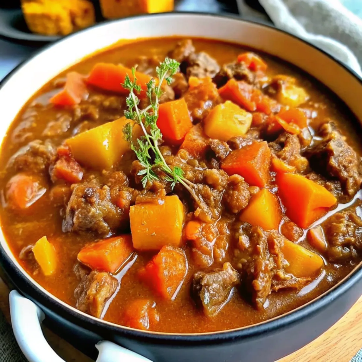 Autumn Harvest Beef Stew is a cozy fall dinner with tender beef, root vegetables, herbs, and a rich broth—perfect for chilly evenings.