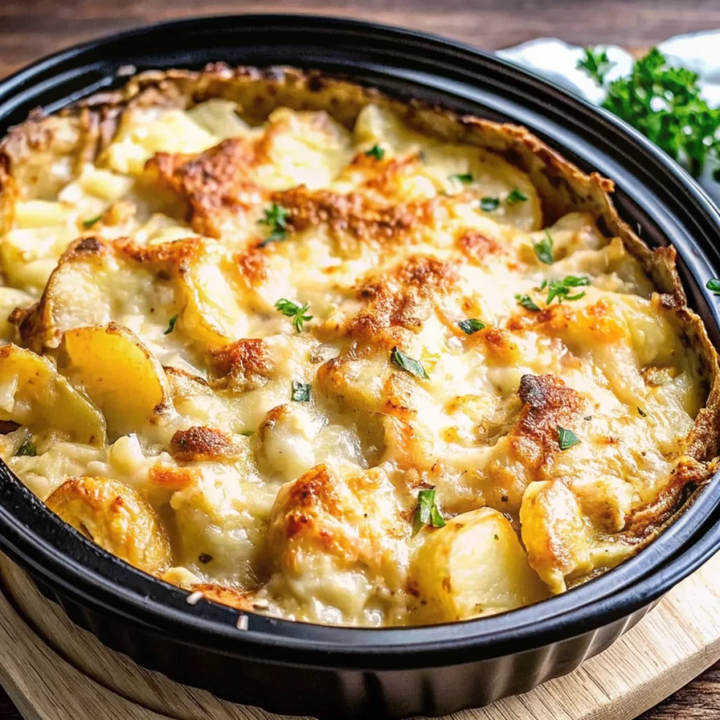 Cheesy Potatoes made with hash browns, sour cream, and melted cheese. The perfect creamy, comforting side dish for holidays or potlucks.