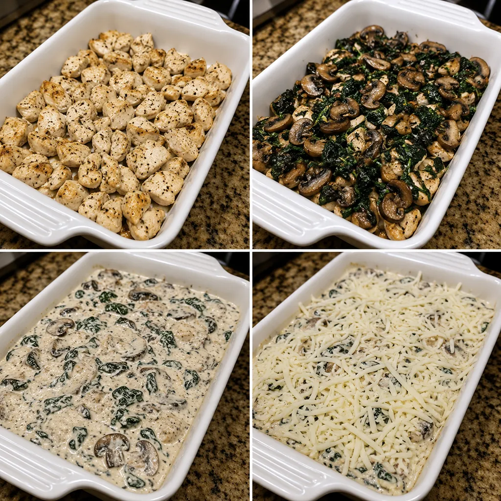 Chicken Spinach Mushroom Bake