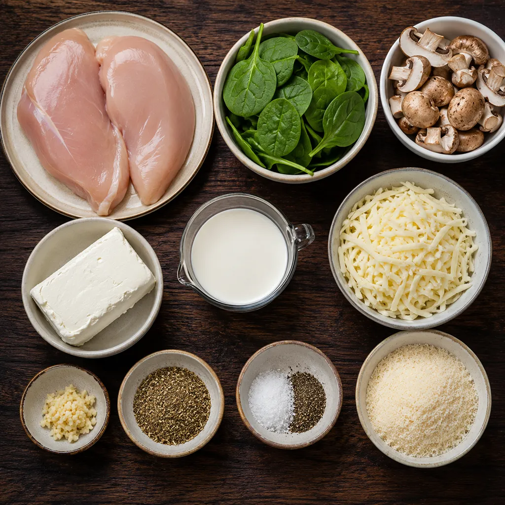 Chicken Spinach Mushroom Bake