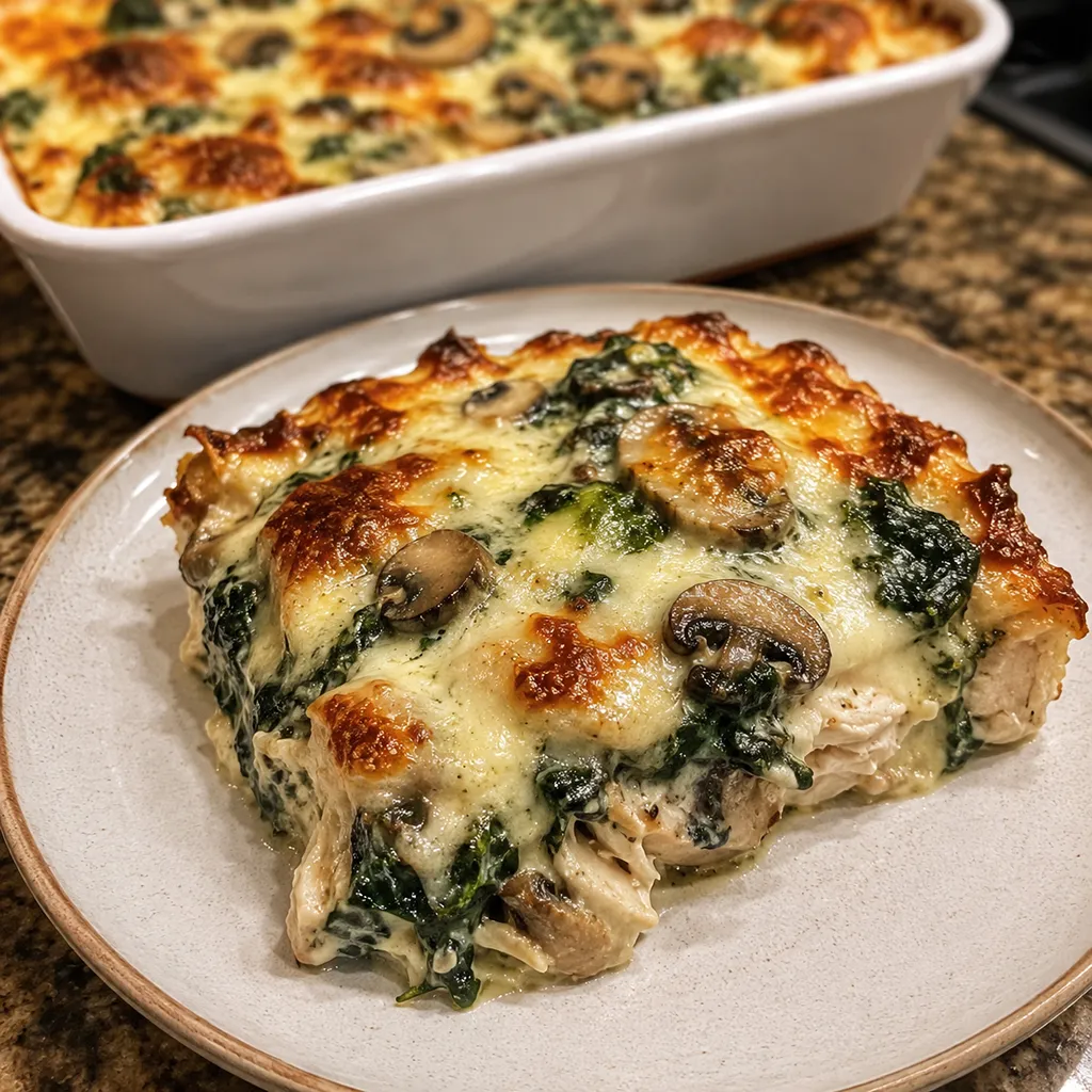 Chicken Spinach Mushroom Bake