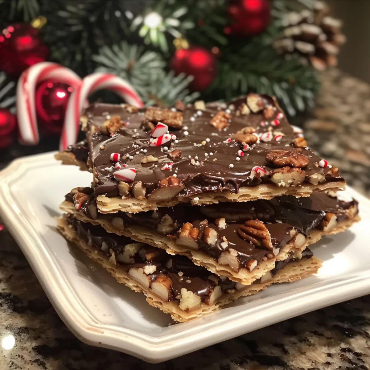 Christmas Cracker Toffee is a quick and festive treat made with saltines, buttery caramel, and chocolate. Perfect for holiday gifts, cookie trays, or parties.