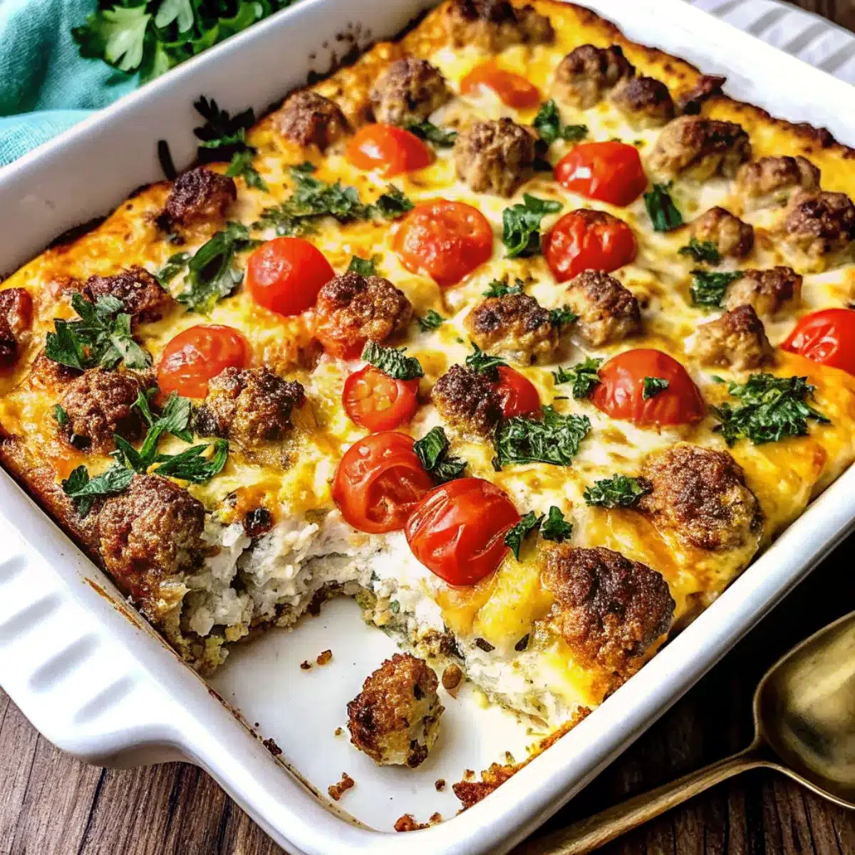 Cottage Cheese & Turkey Sausage Breakfast Casserole is a protein-packed breakfast bake with eggs, cheese, and sausage. Perfect for meal prep or brunch.