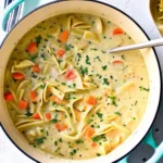 Creamy Chicken Noodle Soup is a comforting twist on the classic with a rich, velvety broth, noodles, and tender chicken for a satisfying meal.